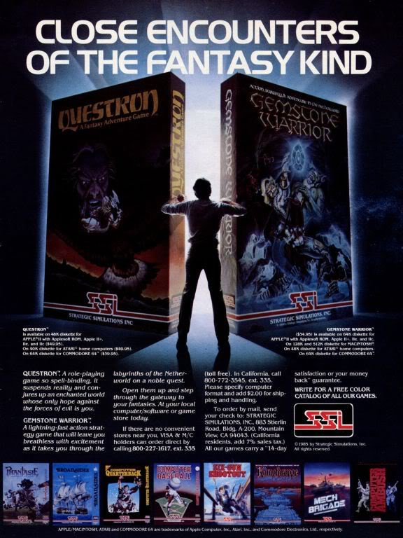 SSI ad for Questron and Gemstone Warrior