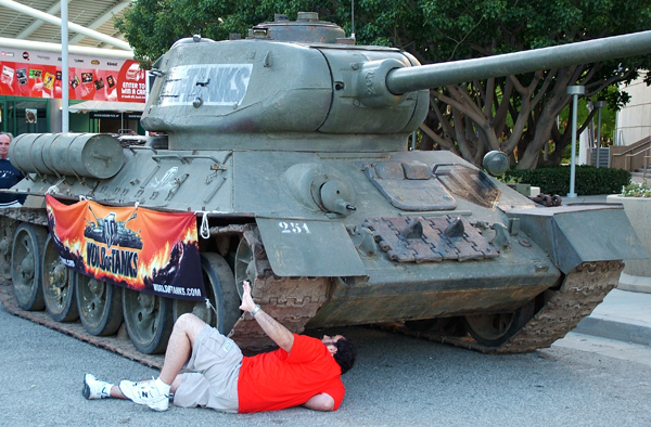 Mike Minotti getting crushed by a tank