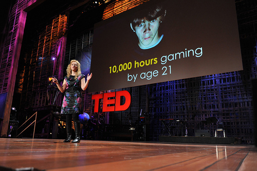 A still from Jane McGonigal's famous TED presentation